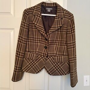 Ann Taylor Brown Plaid Blazer